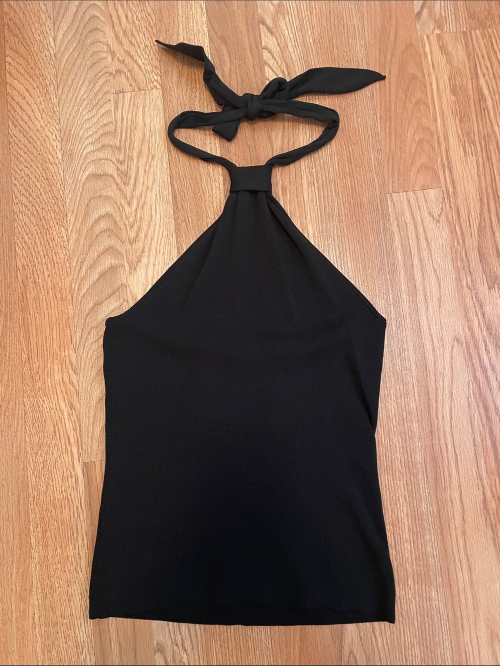 LOFT Black Halter Tie Tank Top